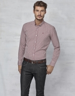 Maroon Vichy shirt with design