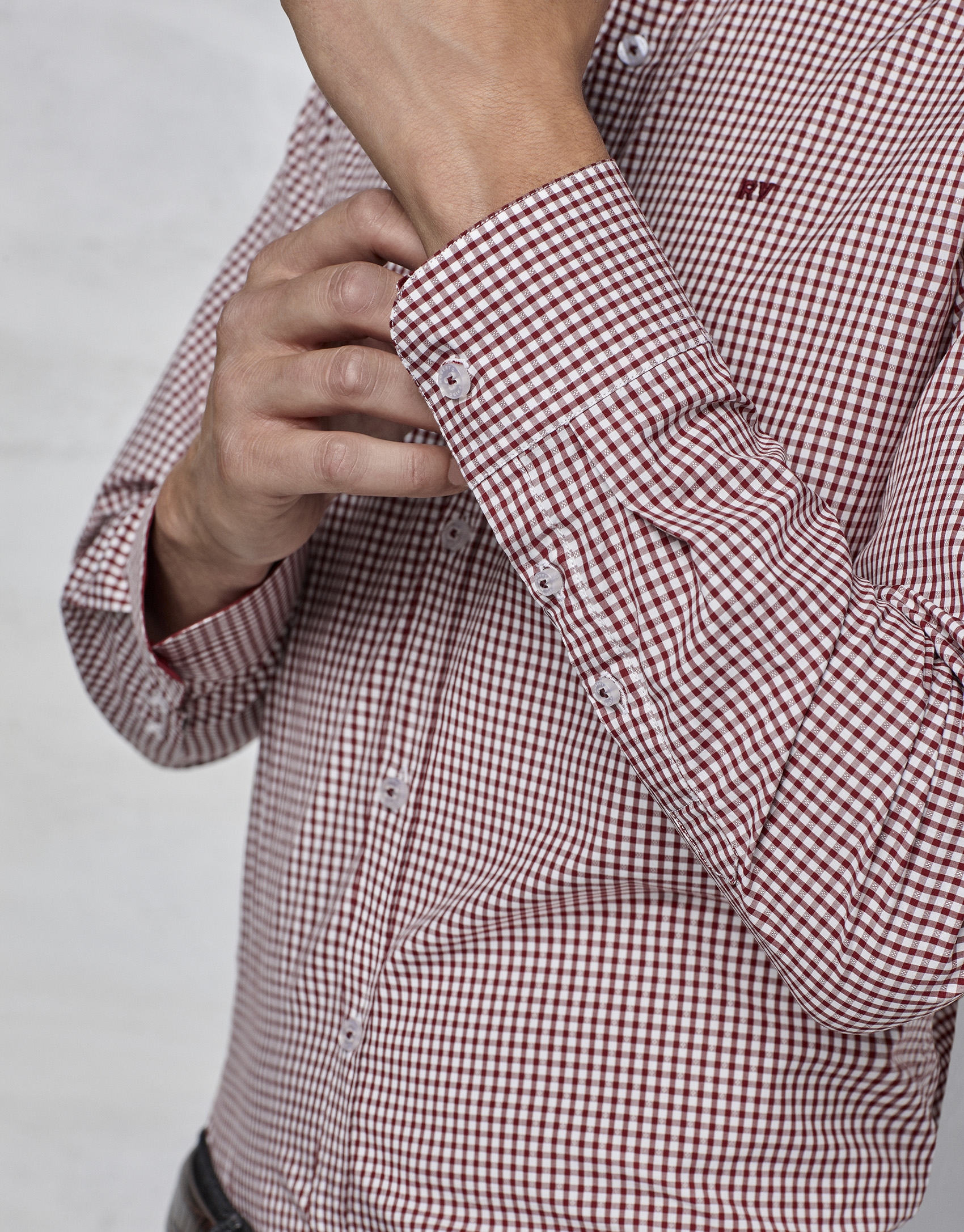 Maroon Vichy shirt with design