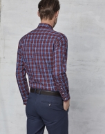 Maroon / blue checked shirt