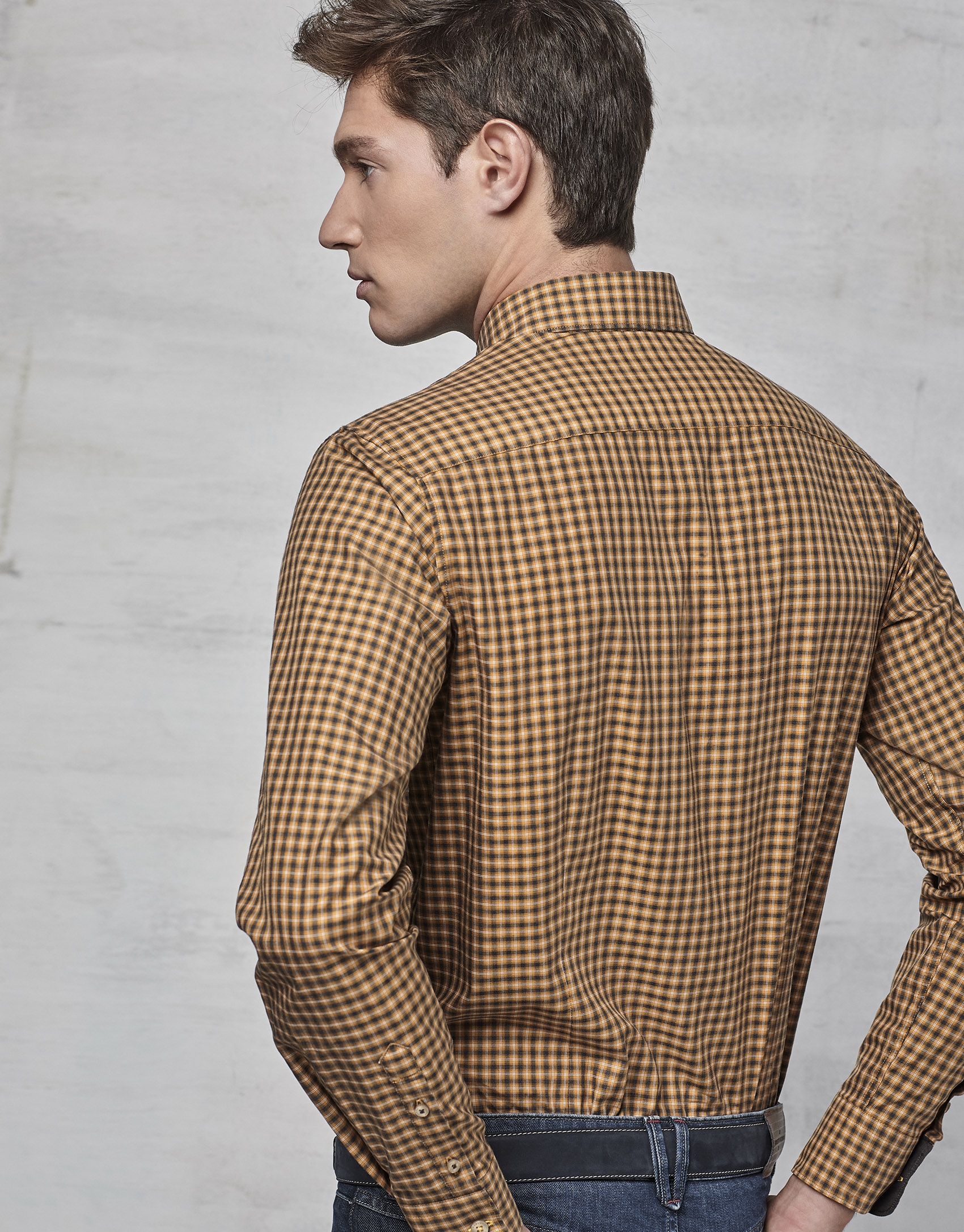 Ochre checked shirt