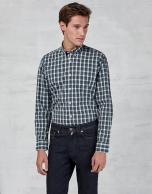 Green / white checked sport shirt