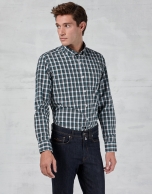 Camisa sport cuadros verde / blanco