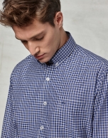 Blue / white checked sport shirt