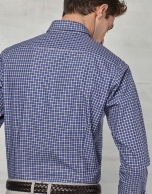 Blue / white checked sport shirt