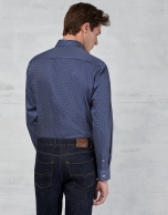 Blue/white dotted print sport shirt