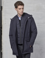 Navy blue, removable vest and parka