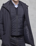 Navy blue, removable vest and parka