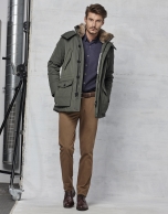 Khaki parka with hood and fur