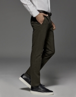 Khaki chinos with micro print