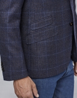 Navy blue checked sports jacket