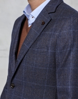 Navy blue checked sports jacket