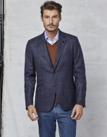 Navy blue checked sports jacket