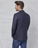 Navy blue checked sports jacket