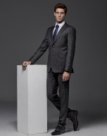 Gray checked slim fit suit