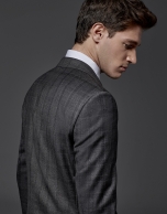 Gray checked slim fit suit