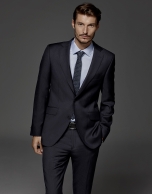 Soft navy blue subtle checked, half canvas regular suit