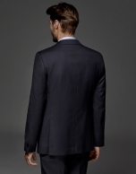 Soft navy blue subtle checked, half canvas regular suit