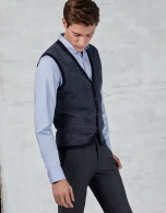 Navy blue vest with blue micro-diamonds