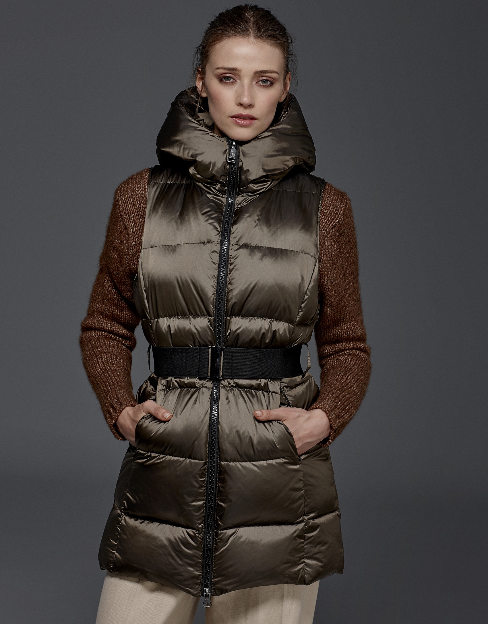 Brown quilted vest