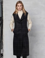 Dark gray checked, wool long vest