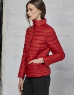 Red short ski jacket