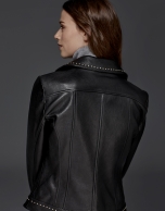 Black leather windbreaker with studs