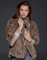 Beige rabbit fur jacket