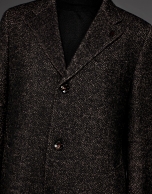 Black and tan wool coat with classic, straight cut