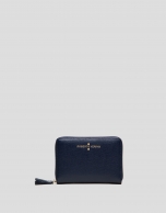 Dark blue Saffiano leather mili billfold