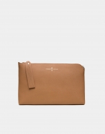 Caramel toffe Saffiano leather Lisa Clutch 