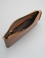 Brown Saffiano leather Lisa Clutch 