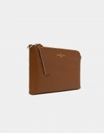 Brown Saffiano leather Lisa Clutch 