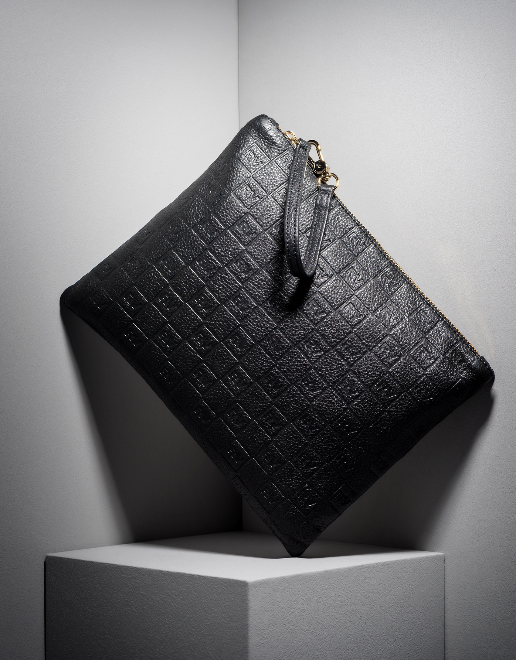 Black RV embossed leather bag 