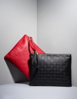 Red RV embossed leather bag 