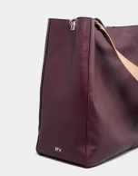 Burgundy leather Montparnasse shopping bag