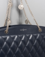 Dark blue quilted leather Monnaie shoulder bag