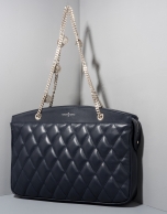 Dark blue quilted leather Monnaie shoulder bag