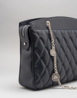 Dark blue quilted leather Monnaie shoulder bag