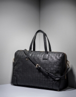 Black RV embossed leather Uve bowling bag