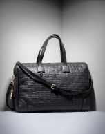 Black RV embossed leather Uve bowling bag