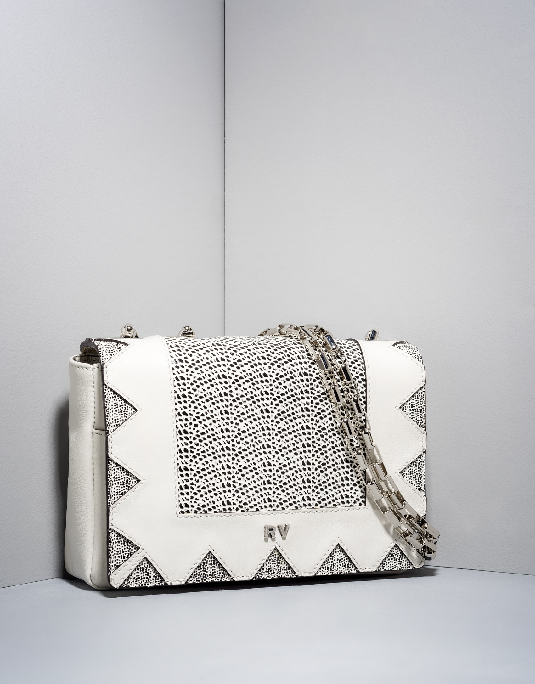 Black and white leather Teba shoulder bag