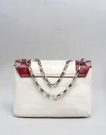 Red and beige leather Teba shoulder bag