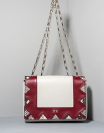 Red and beige leather Teba shoulder bag