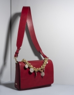 Red leather Joyce billfold with chain