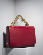 Red leather Joyce billfold with chain