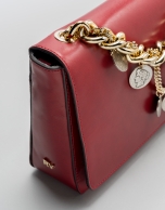 Red leather Joyce billfold with chain