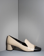 Black and beige leather Cézanne pumps