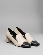 Black and beige leather Cézanne pumps