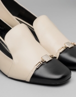 Black and beige leather Cézanne pumps