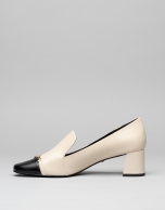 Black and beige leather Cézanne pumps